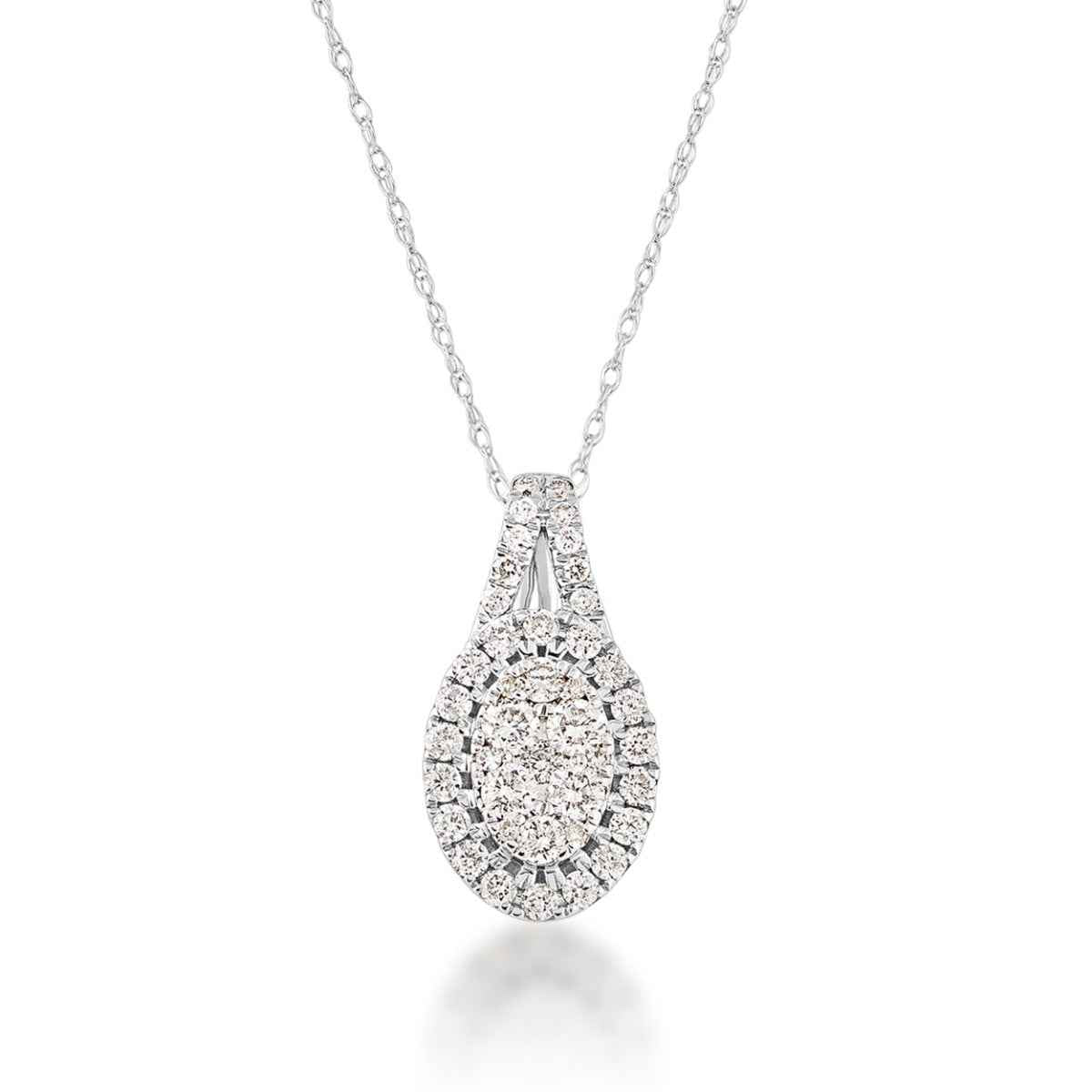 Fairytale Diamonds 1/2 ct. tw. Oval Cluster Halo Pendant in 10K White Gold