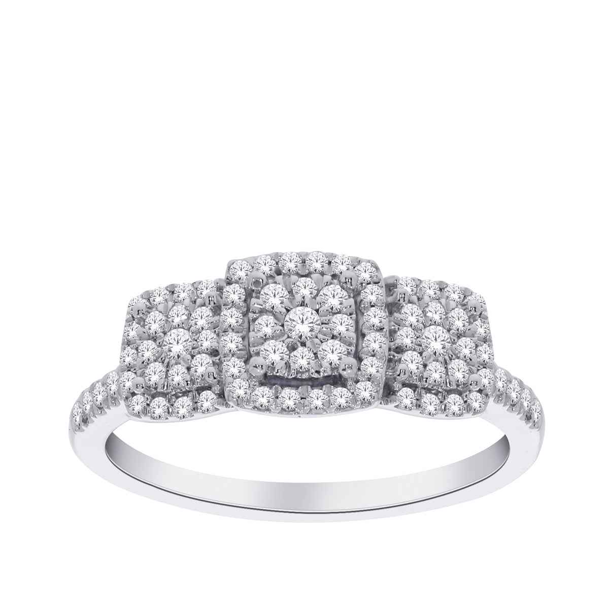 Fairytale Diamonds 1/3 ct. tw. Cushion Cluster Fashion Ring in 10K White Gold