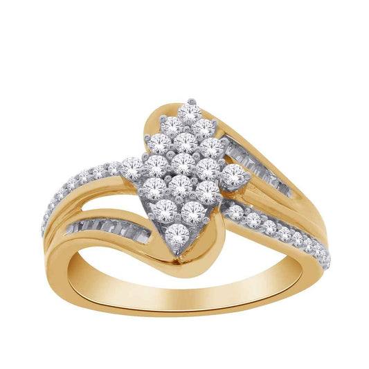 1/3 ct. tw. Round Diamond Marquise-Shaped Cluster Ring in 10K Yellow Gold