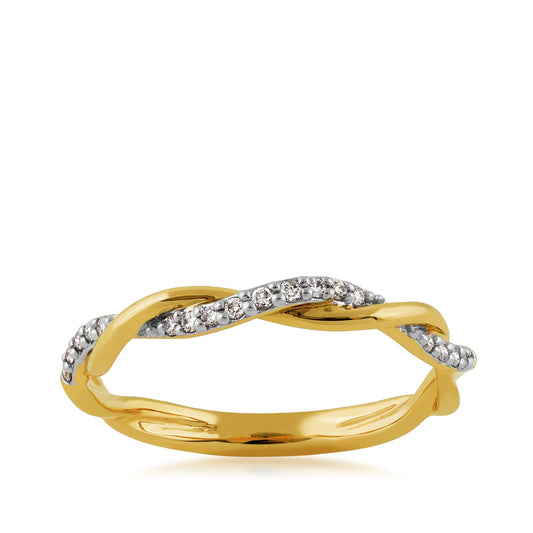 Perfect Match 1/10 ct. tw. Diamond Twist Stackable Anniversary Ring in 10K Yellow Gold