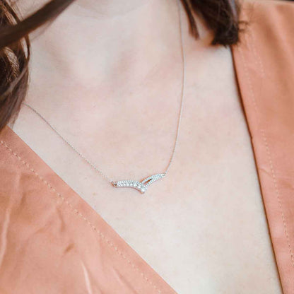 Journey Collection 1/3 ct. tw. Diamond Chevron Necklace in 10K White Gold front view