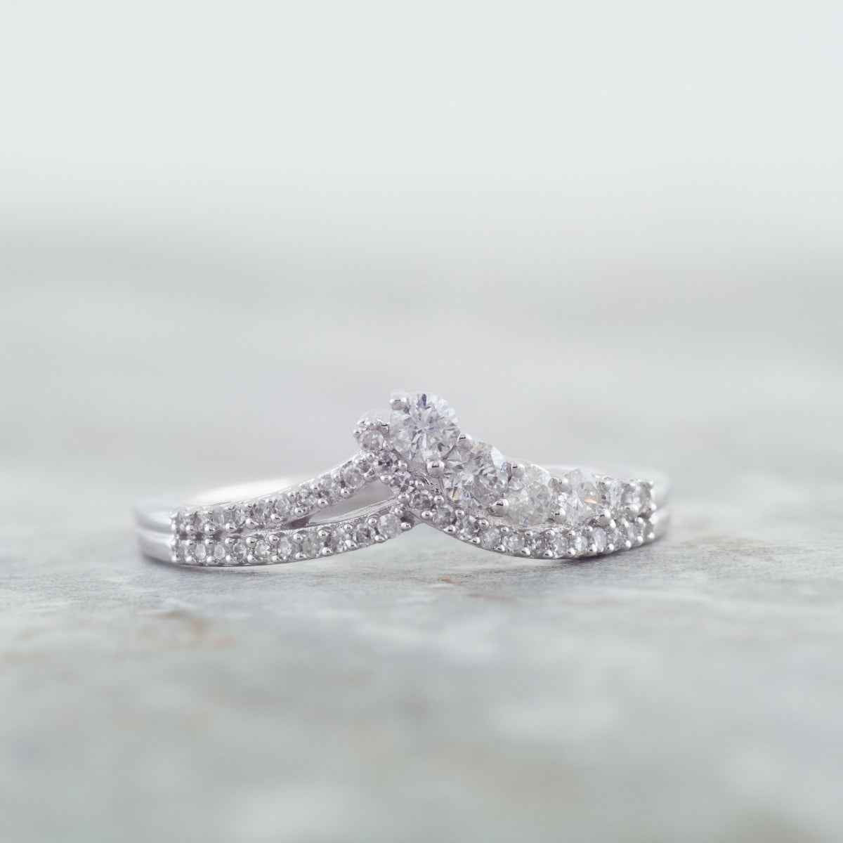 Journey Collection 1/3 ct. tw. Diamond Chevron Ring in 10K White Gold full view