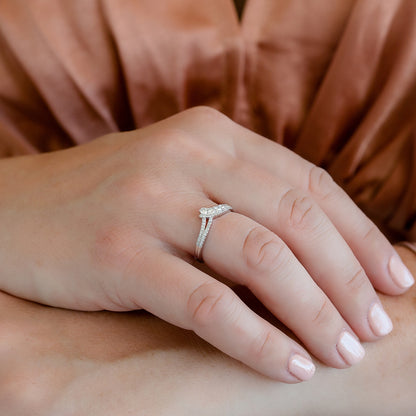 Journey Collection 1/3 ct. tw. Diamond Chevron Ring in 10K White Gold angled view