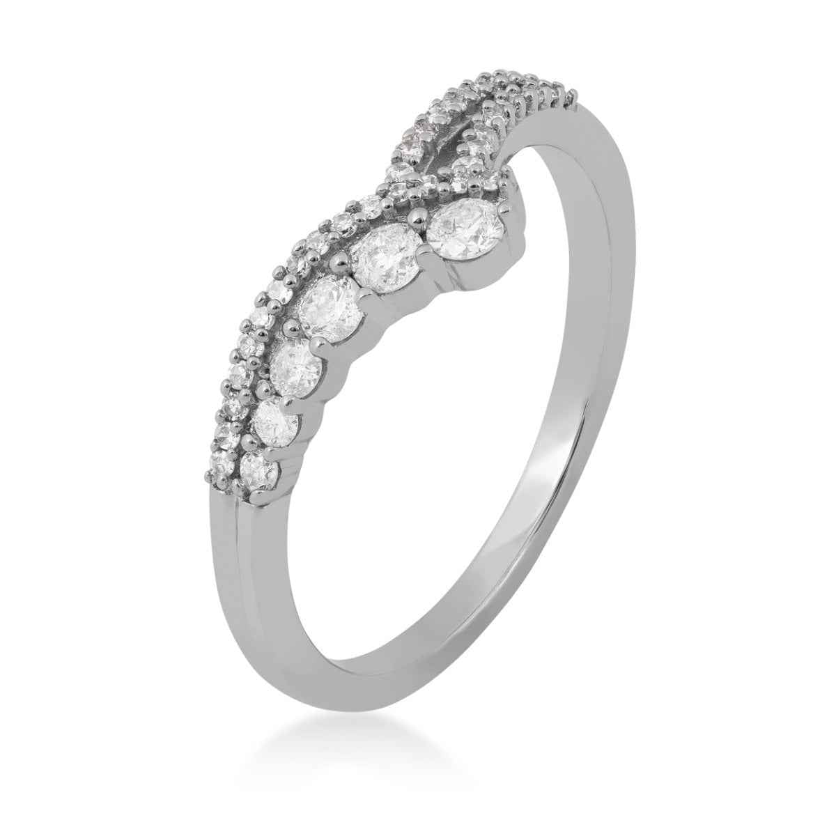 Journey Collection 1/3 ct. tw. Diamond Chevron Ring in 10K White Gold front view