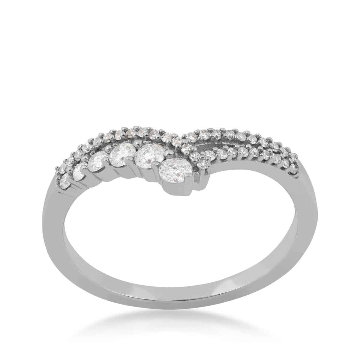 Journey Collection 1/3 ct. tw. Diamond Chevron Ring in 10K White Gold