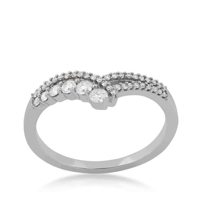 Journey Collection 1/3 ct. tw. Diamond Chevron Ring in 10K White Gold