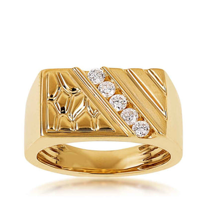 1/3 ct. tw. Men's Diamond Nugget Ring in 10K Yellow Gold
