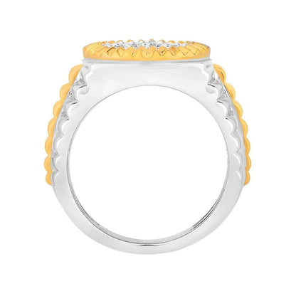 Men's 1-1/4ct. tw. Diamond Rolex Style Ring in 10K White and Yellow Gold front view