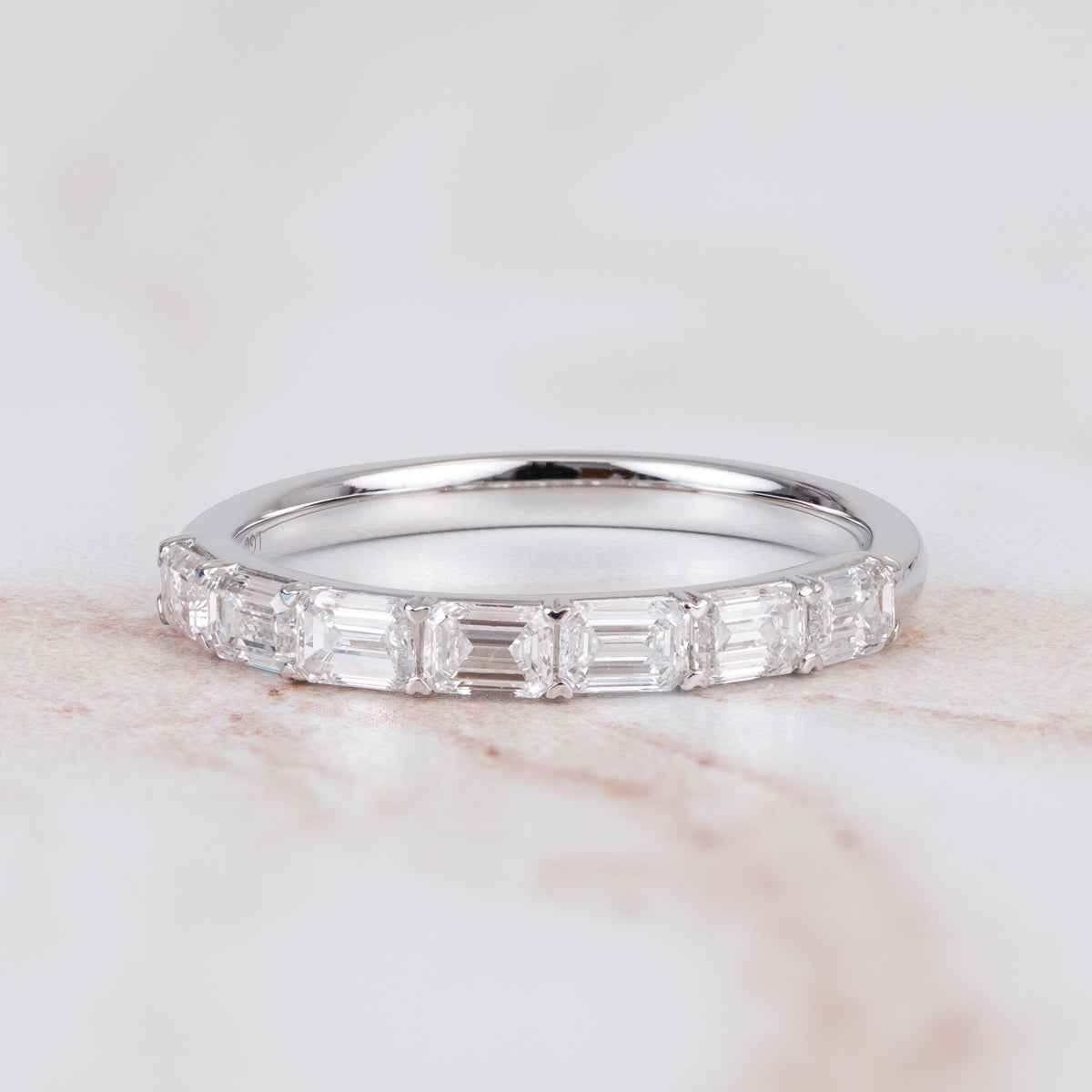 Adamante 1 ct. tw. Lab-Grown Emerald Cut 7-Stone Diamond Anniversary Band in 14K White Gold front view