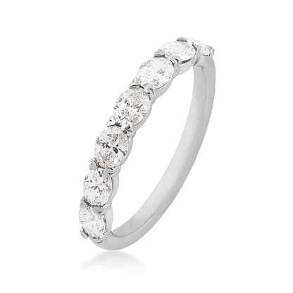 Adamante 1 ct. tw. Lab-Grown Oval 7-Stone Diamond Anniversary Band in 14K White Gold front view