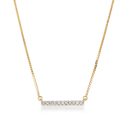 Diamond Accent Bar Necklace in 10K Yellow Gold