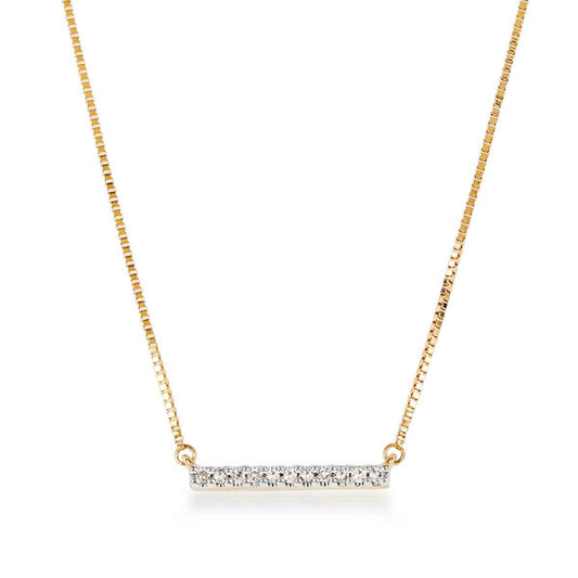 Diamond Accent Bar Necklace in 10K Yellow Gold
