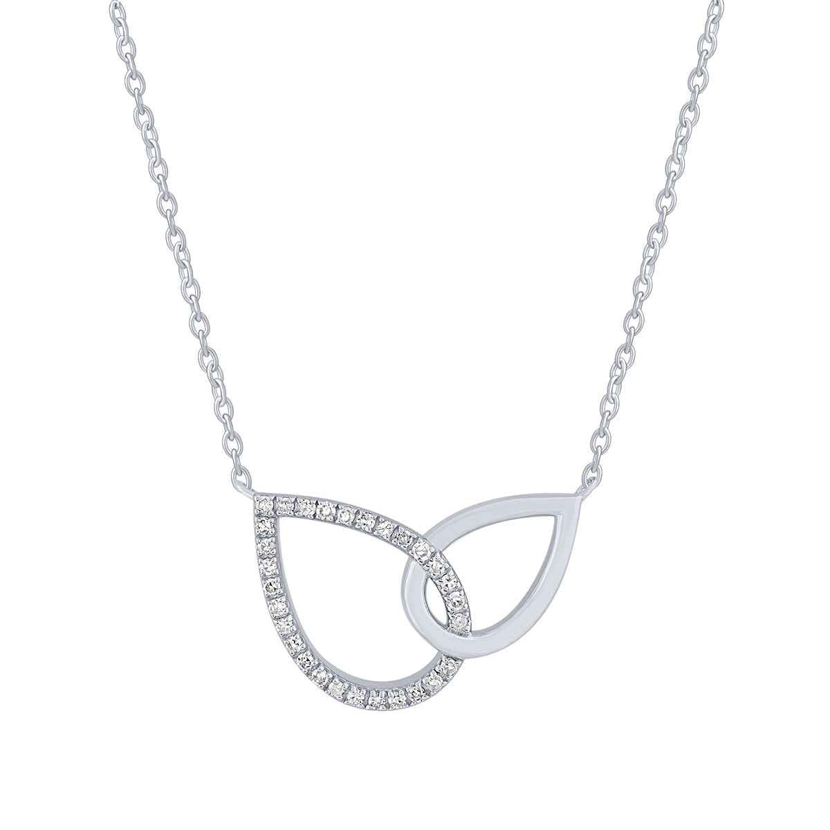 1/8 ct. tw. Diamond Double Teardrop Necklace in 10K White Gold