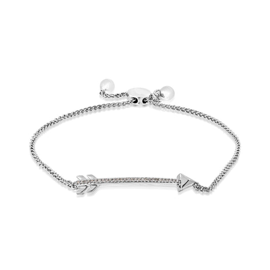 .08 ct. tw. Diamond Arrow Bolo Bracelet in Sterling Silver