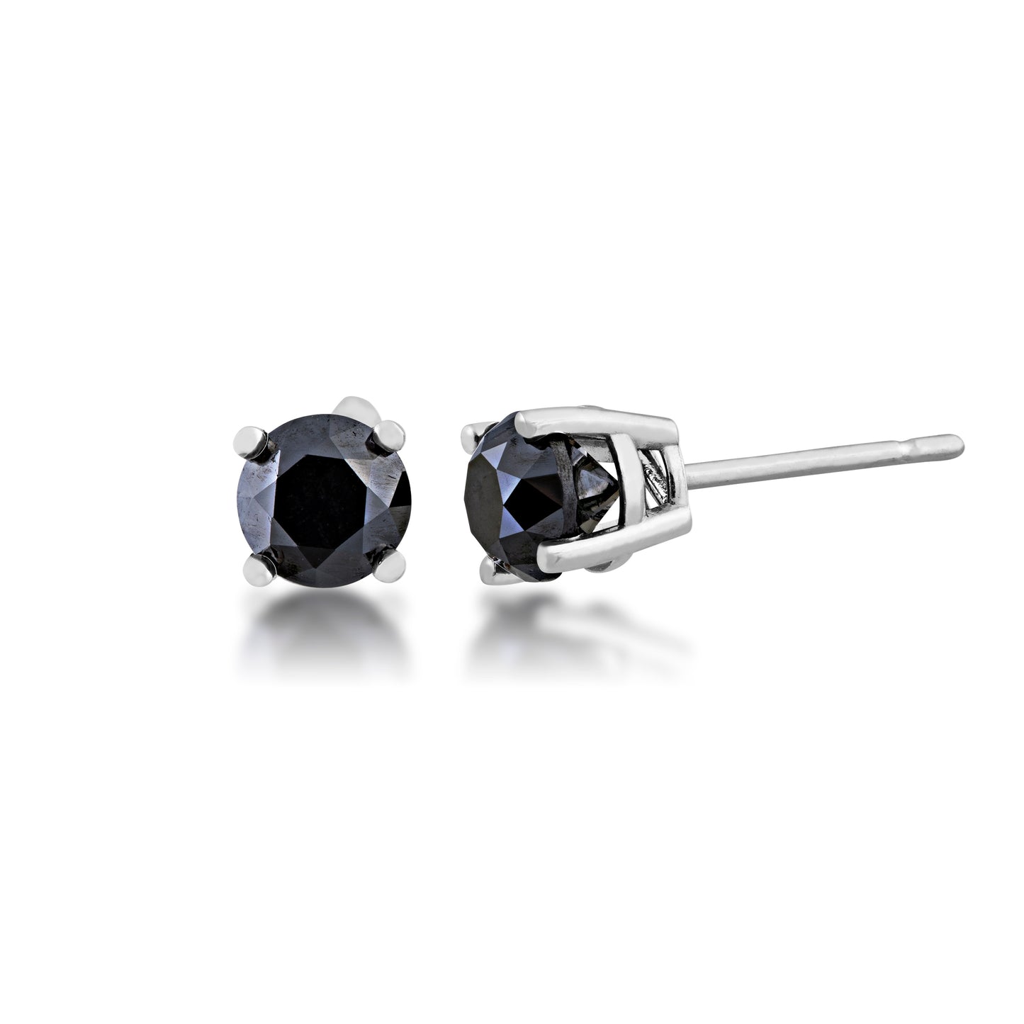 1 ct. tw. Round Brilliant Treated Black Diamond Stud Earrings in 10K White Gold