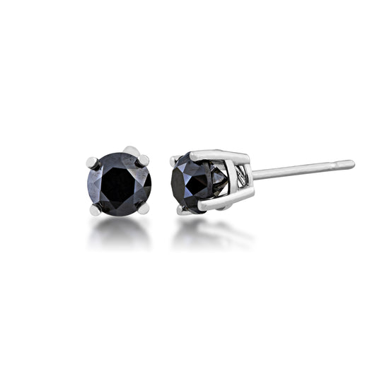 1 ct. tw. Round Brilliant Treated Black Diamond Stud Earrings in 10K White Gold