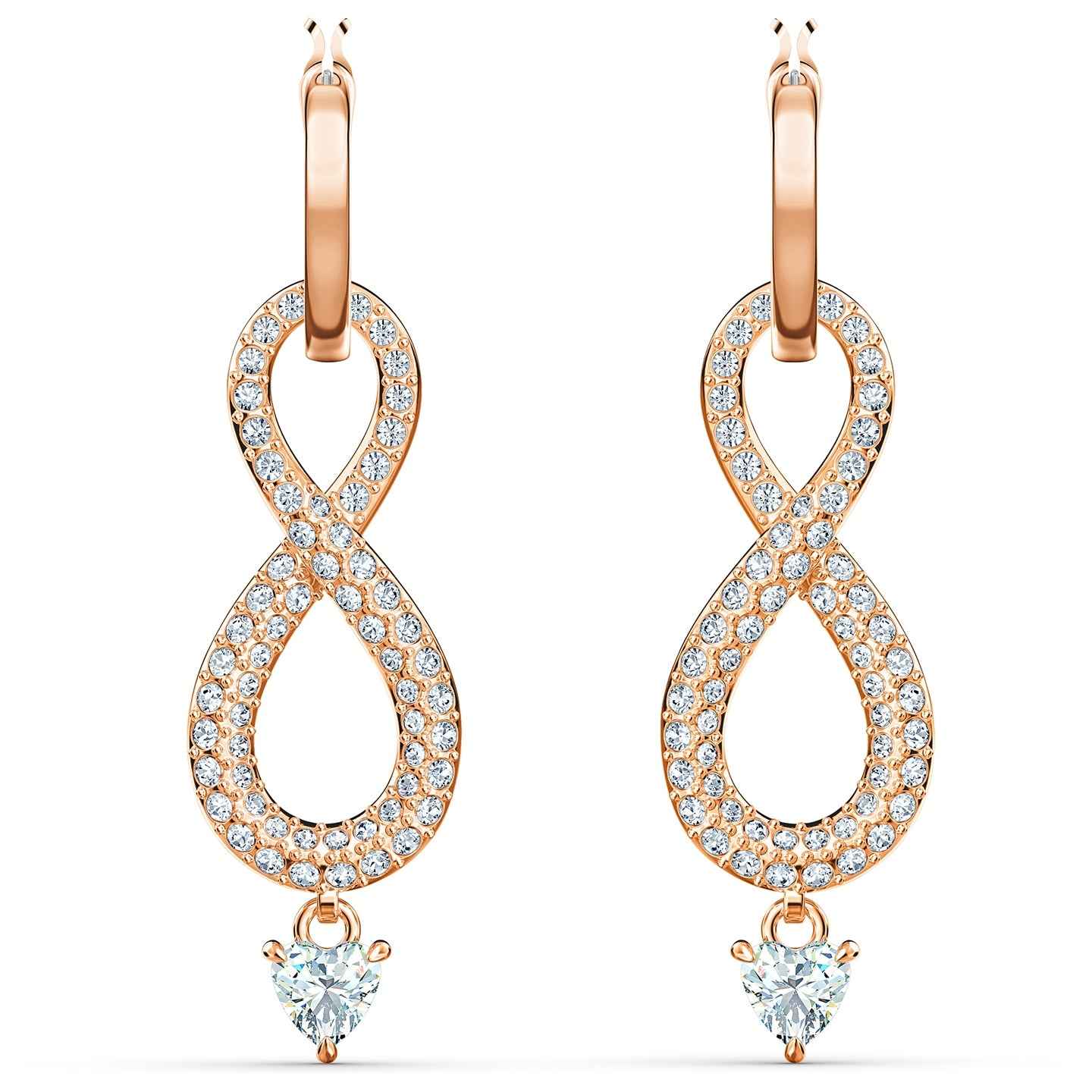 Swarovski Infinity Crystal Dangle Earrings in Rose Gold Plating