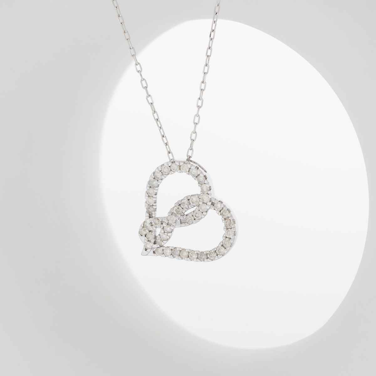 Infinite Love 1/2 ct. tw. Diamond Heart Infinity Pendant in 10K White Gold front view