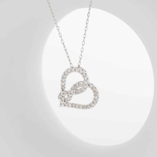 Infinite Love 1/2 ct. tw. Diamond Heart Infinity Pendant in 10K White Gold front view