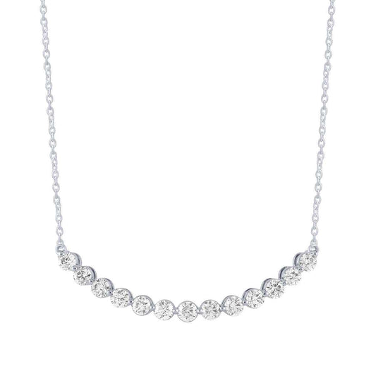 2 ct. tw. Diamond Curved Bar Necklace in 14K White Gold