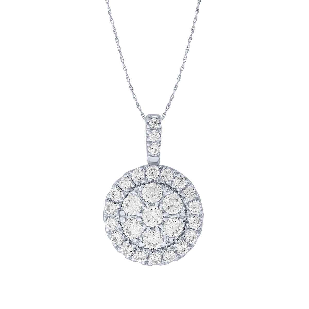 Fairytale Diamonds 1 ct. tw. Diamond Round Cluster Pendant in 10K White Gold