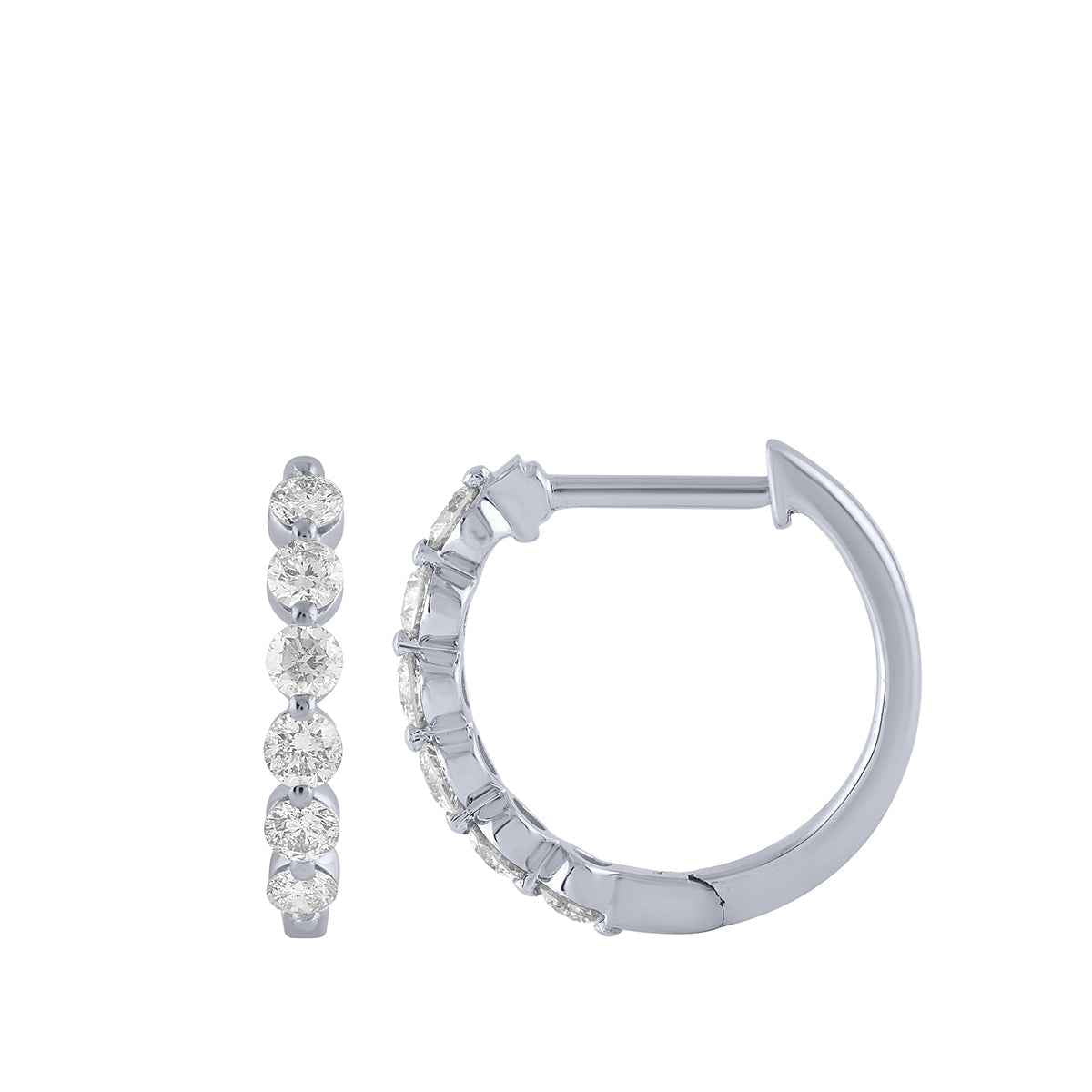 1/2 ct. tw. Diamond Prong-Set Hoop Earrings in 10K White Gold