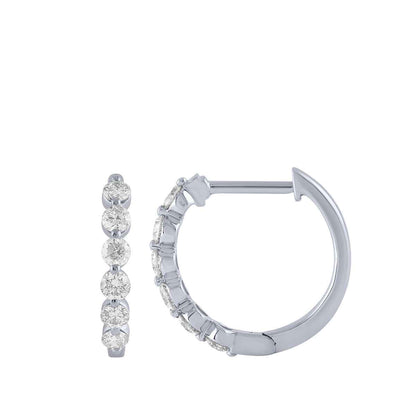 1/2 ct. tw. Diamond Prong-Set Hoop Earrings in 10K White Gold