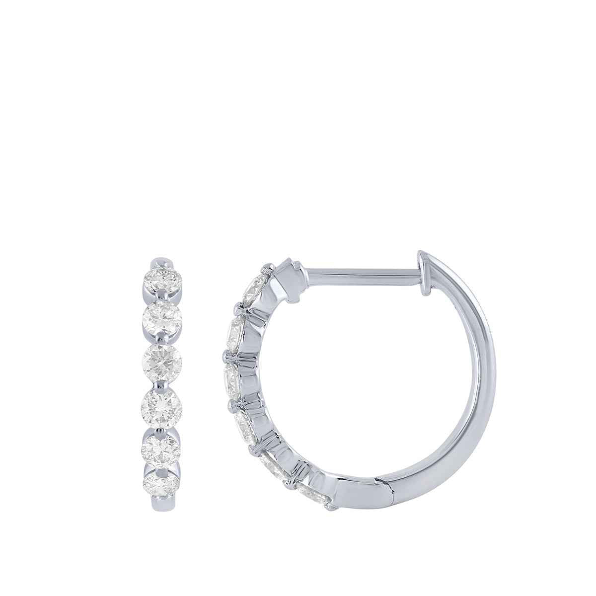 1-1/2 ct. tw. Diamond Prong-Set Hoop Earrings in 10K White Gold