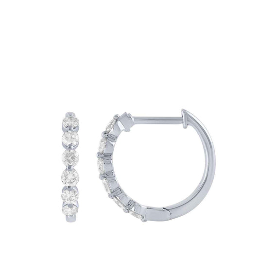 1-1/2 ct. tw. Diamond Prong-Set Hoop Earrings in 10K White Gold