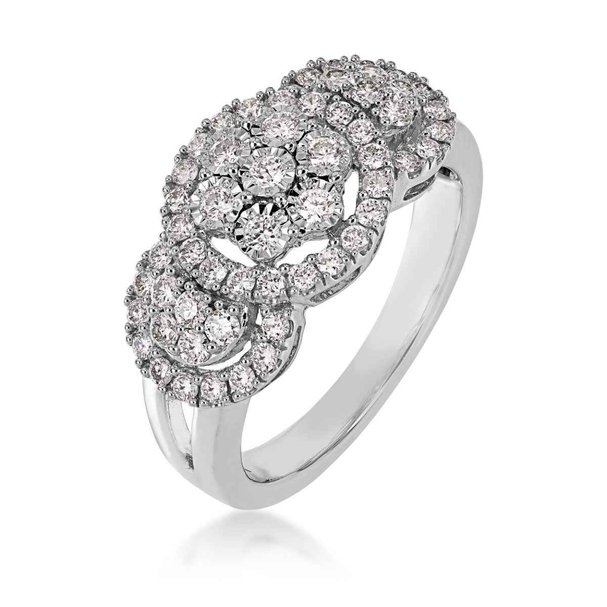 Fairytale Diamonds 3/4 ct. tw. Round Diamond Cluster Ring in 10K White Gold front view