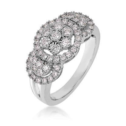 Fairytale Diamonds 3/4 ct. tw. Round Diamond Cluster Ring in 10K White Gold front view