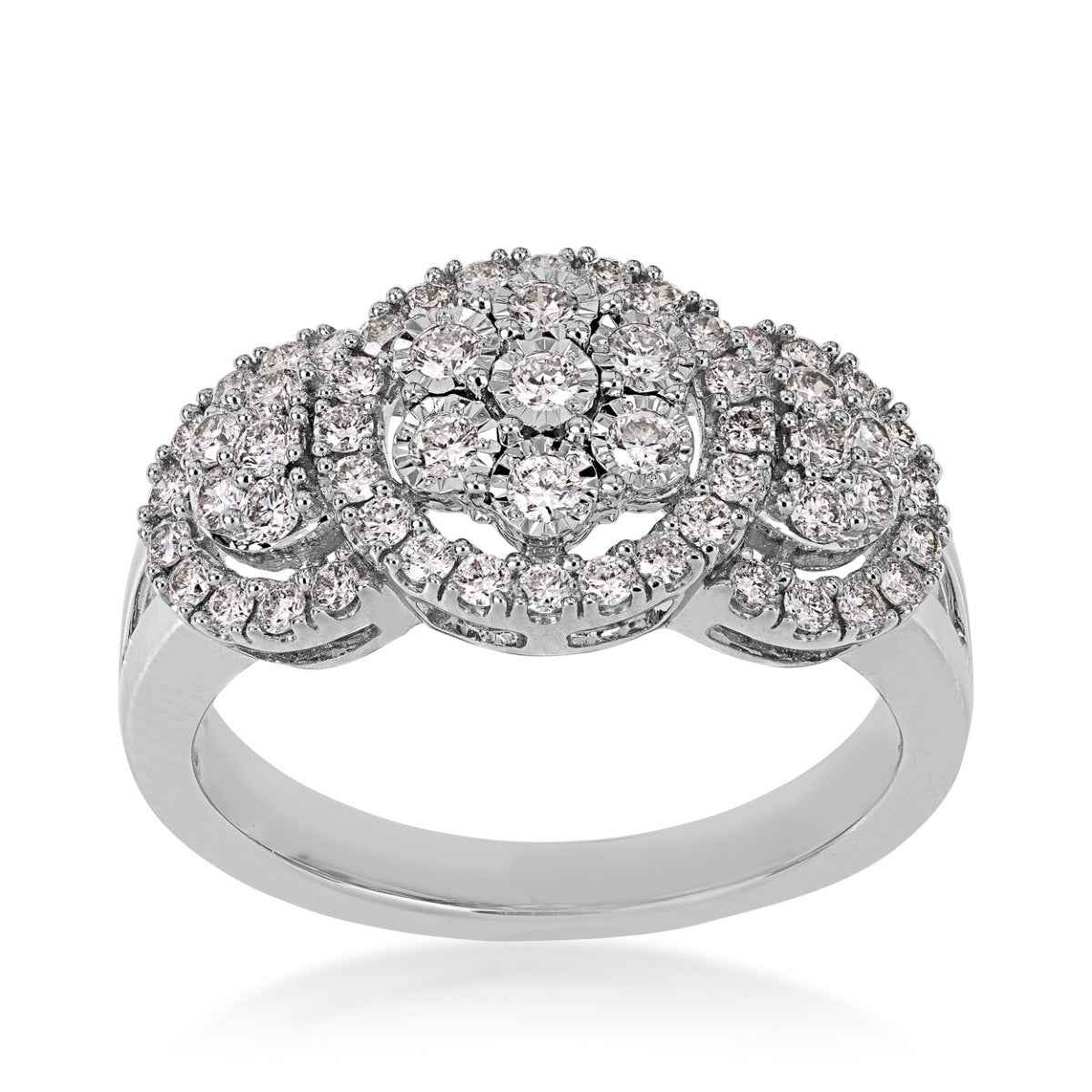 Fairytale Diamonds 3/4 ct. tw. Round Diamond Cluster Ring in 10K White Gold