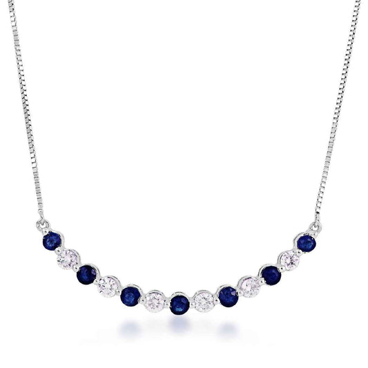 Sapphire and 1/4 ct. tw. Diamond Bar Necklace in 10K White Gold