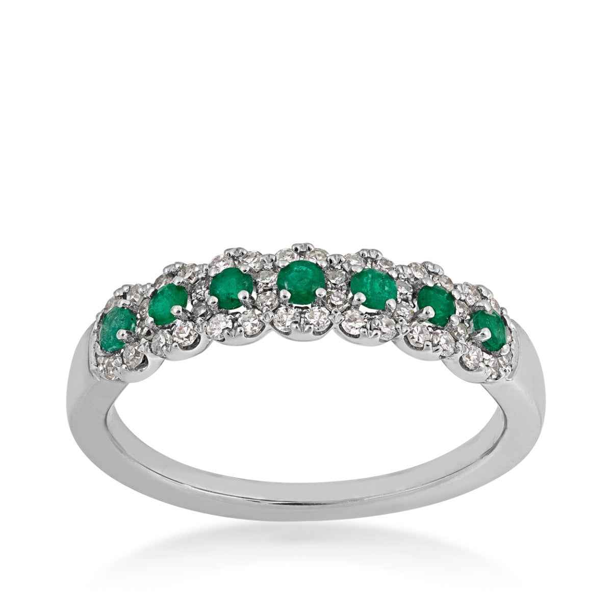 Emerald & 1/4 ct. tw. Diamond Halo Ring in 10K White Gold