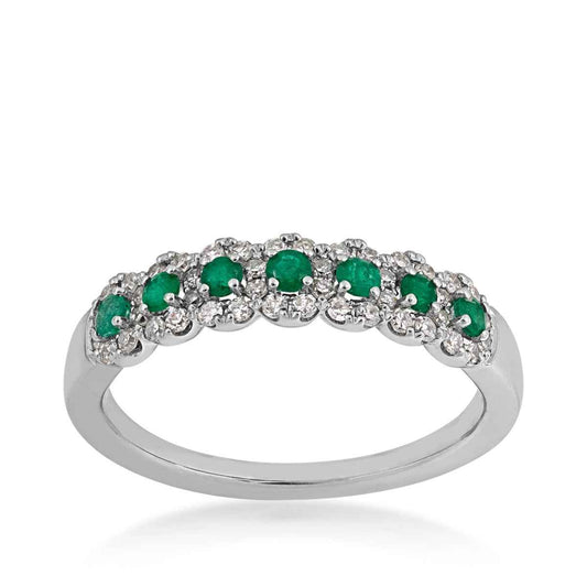 Emerald & 1/4 ct. tw. Diamond Halo Ring in 10K White Gold