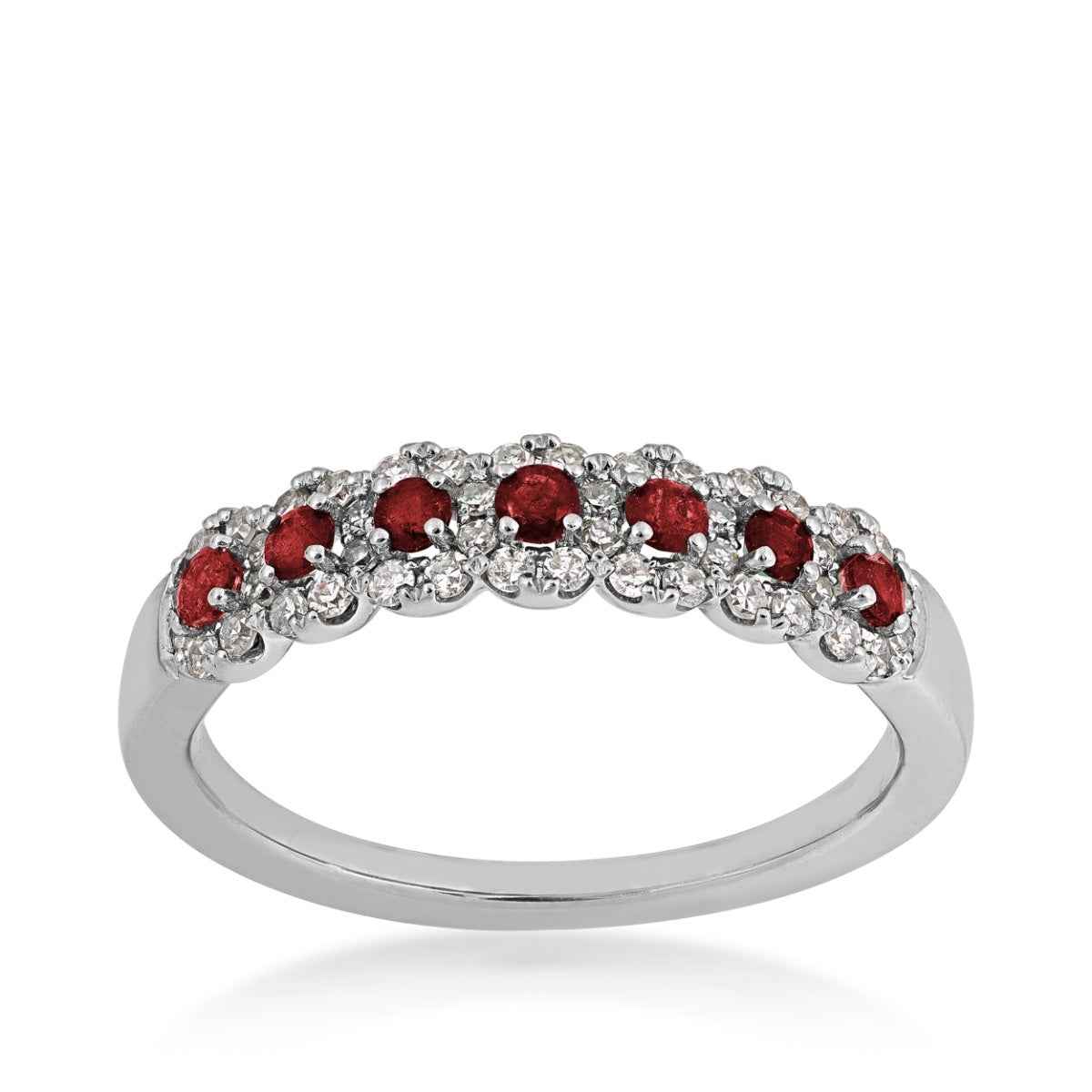 Ruby & 1/4 ct. tw. Diamond Halo Ring in 10K White Gold