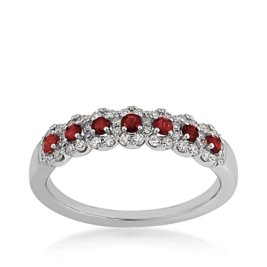 Ruby & 1/4 ct. tw. Diamond Halo Ring in 10K White Gold