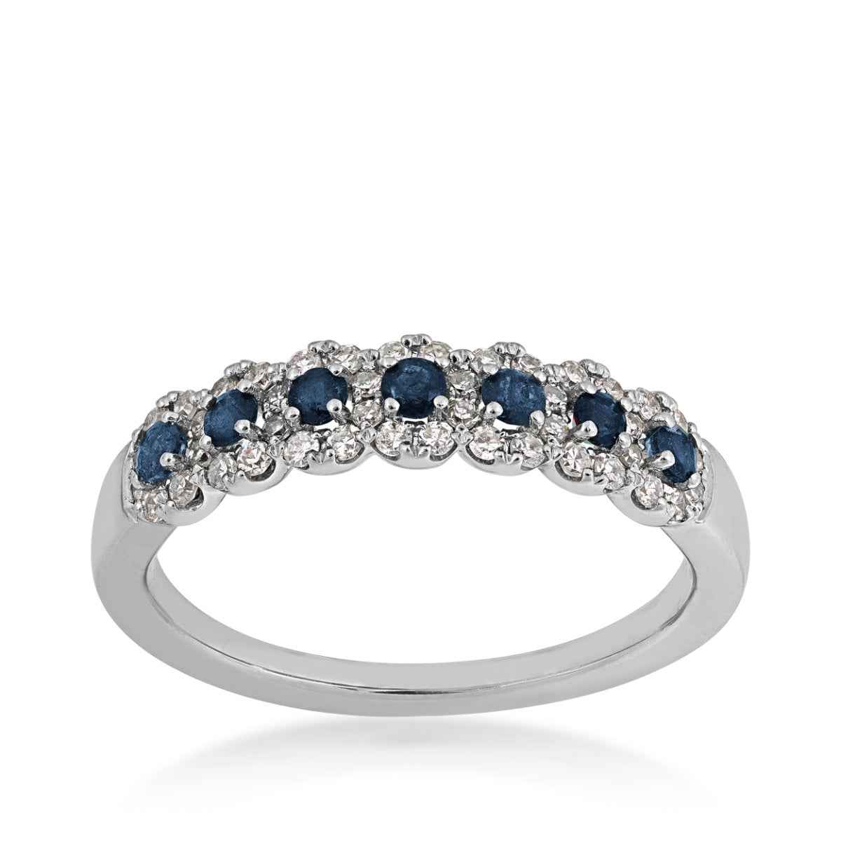 Sapphire & 1/4 ct. tw. Diamond Halo Ring in 10K White Gold