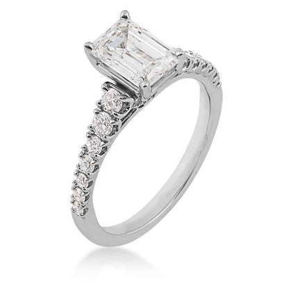 Adamante 2 ct. tw. Lab-Grown Emerald Cut Diamond Engagement Ring in 14K White Gold front view