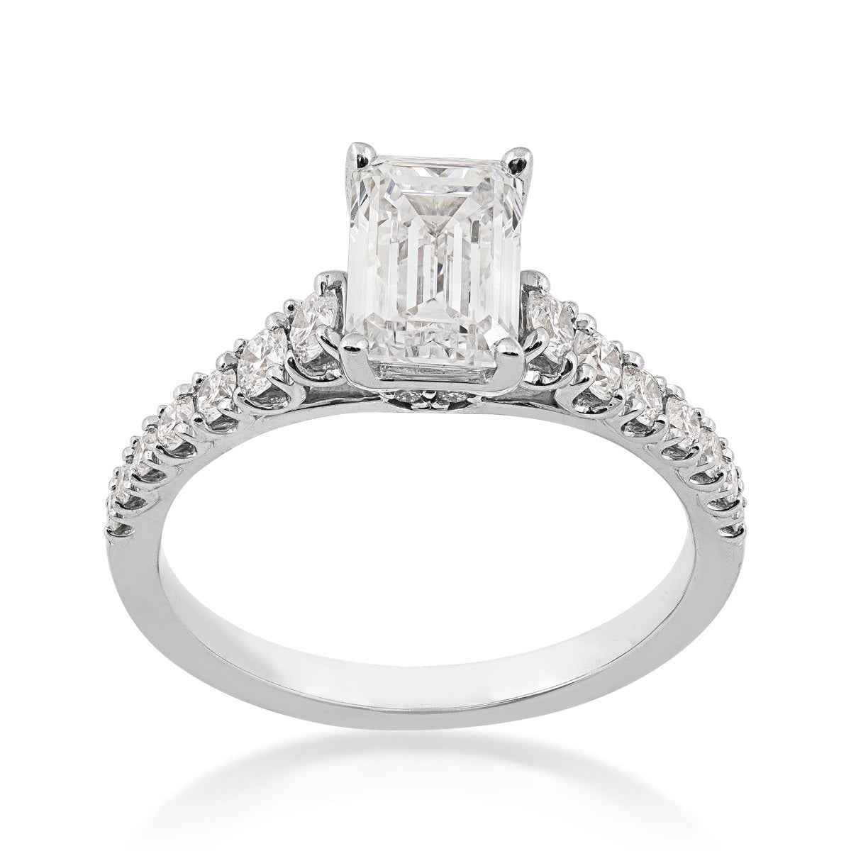 Adamante 2 ct. tw. Lab-Grown Emerald Cut Diamond Engagement Ring in 14K White Gold
