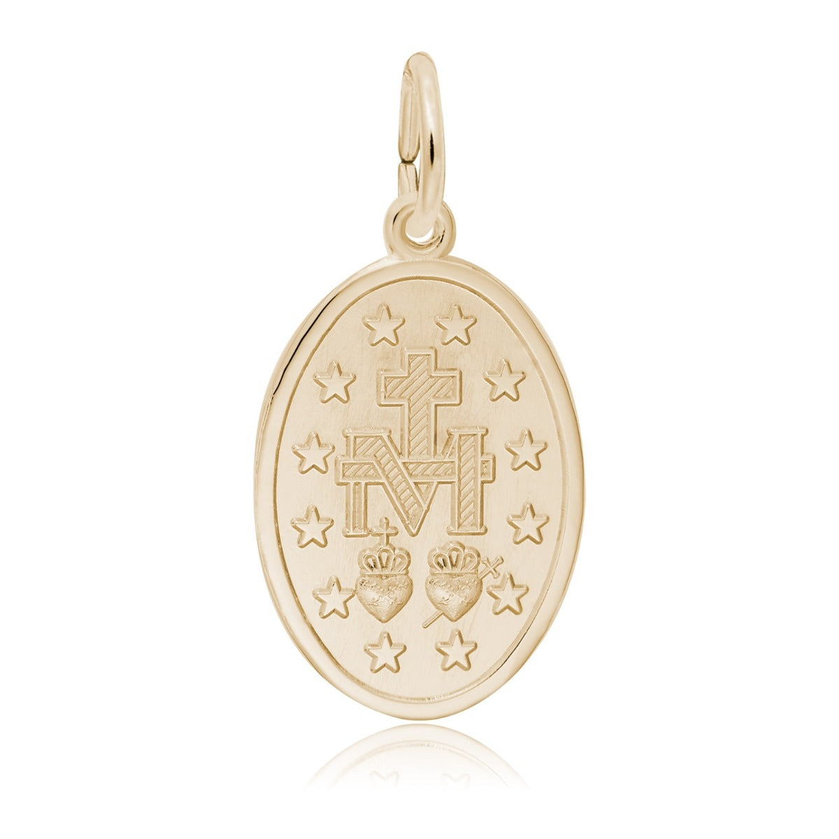 Miraculous Medal Charm in 14K Yellow Gold