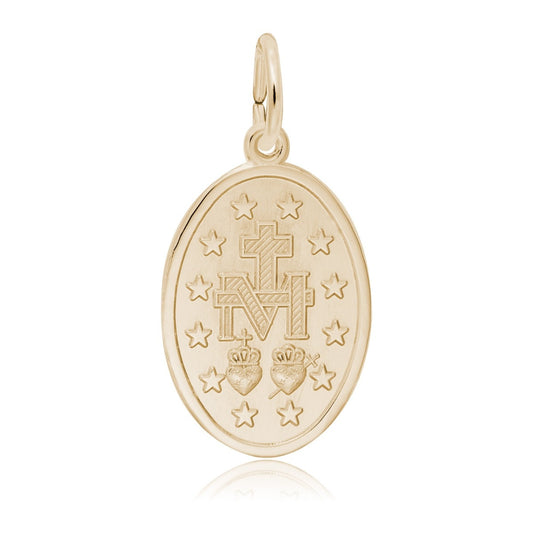 Miraculous Medal Charm in 14K Yellow Gold