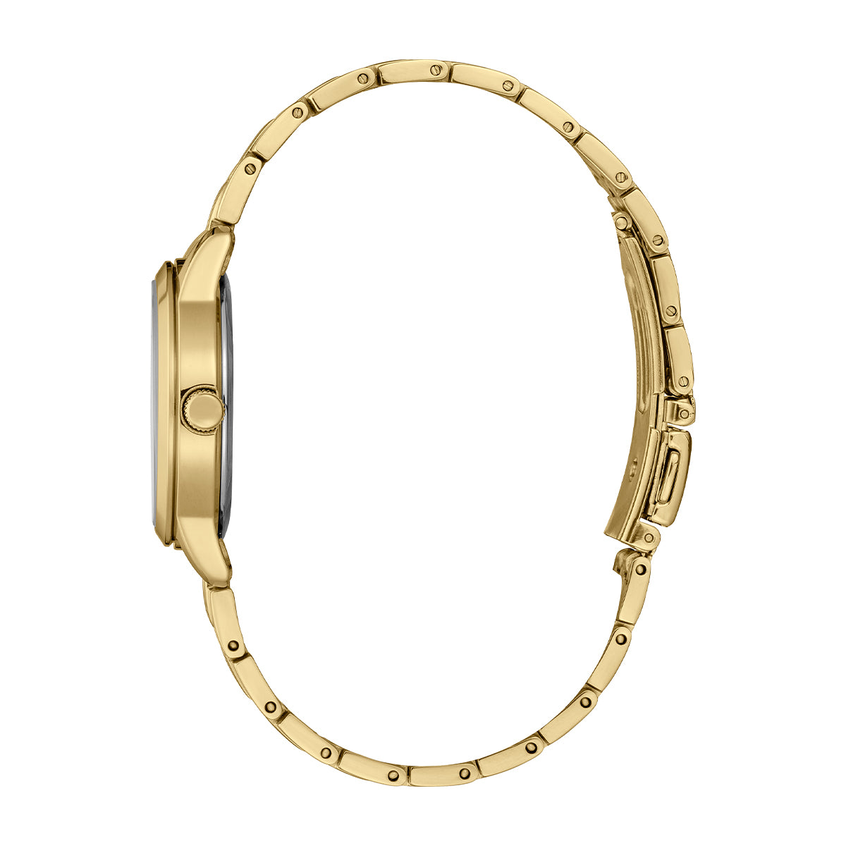 Seiko women's quartz watch with champagne dial, gold-tone stainless steel bracelet and date display