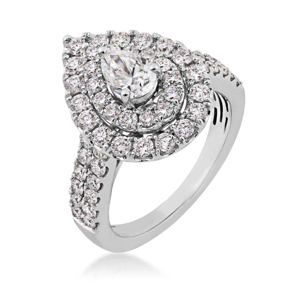 Adamante 2 ct. tw. Lab-Grown Engagement Ring with a 1/2 ct. Pear Shape Diamond Center in 10K White Gold front view