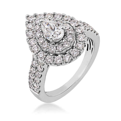 Adamante 2 ct. tw. Lab-Grown Engagement Ring with a 1/2 ct. Pear Shape Diamond Center in 10K White Gold front view