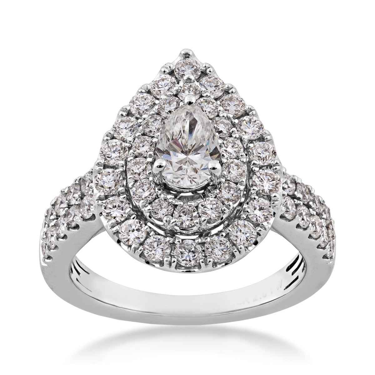 Adamante 2 ct. tw. Lab-Grown Engagement Ring with a 1/2 ct. Pear Shape Diamond Center in 10K White Gold
