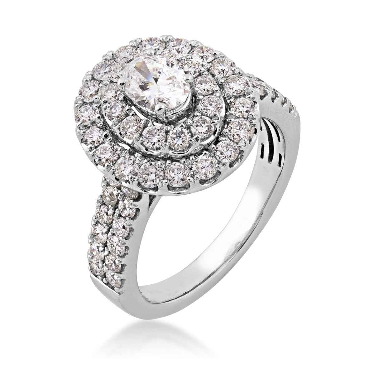 Adamante 2 ct. tw. Lab-Grown Engagement Ring with a 1/2 ct. Oval Cut Diamond Center in 10K White Gold front view