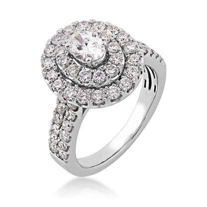 Adamante 2 ct. tw. Lab-Grown Engagement Ring with a 1/2 ct. Oval Cut Diamond Center in 10K White Gold front view