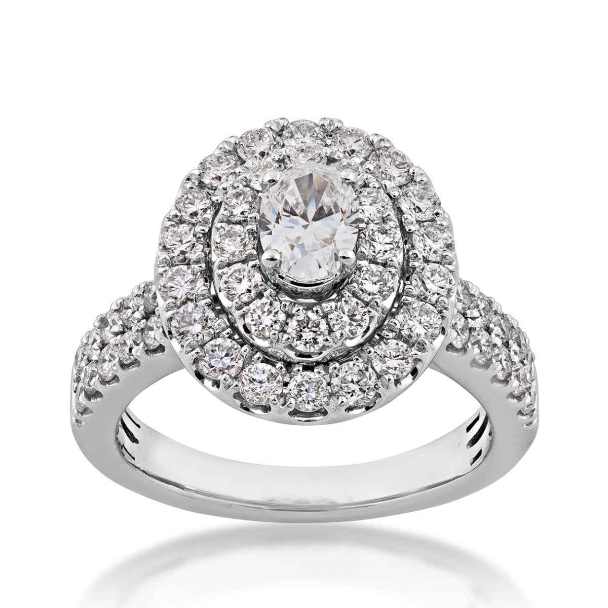 Adamante 2 ct. tw. Lab-Grown Engagement Ring with a 1/2 ct. Oval Cut Diamond Center in 10K White Gold