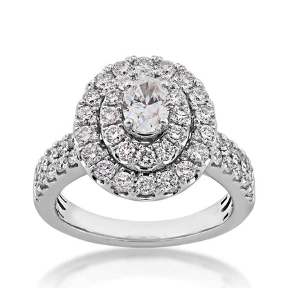 Adamante 2 ct. tw. Lab-Grown Engagement Ring with a 1/2 ct. Oval Cut Diamond Center in 10K White Gold